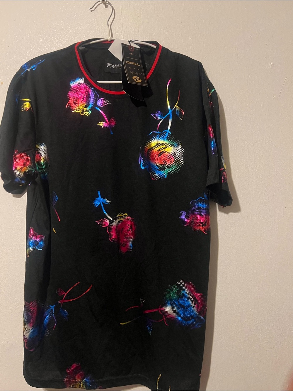Drill Black Short-Sleeve Floral Crewneck Tee